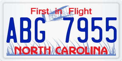 NC license plate ABG7955