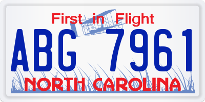 NC license plate ABG7961