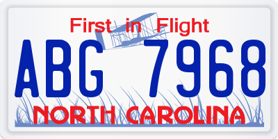 NC license plate ABG7968