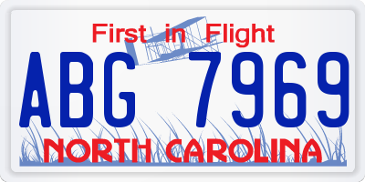 NC license plate ABG7969