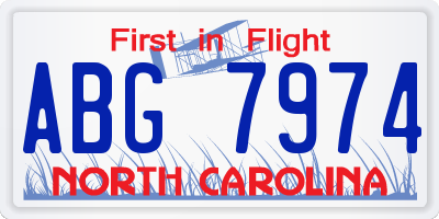 NC license plate ABG7974