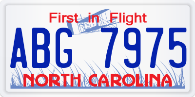 NC license plate ABG7975