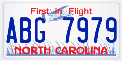NC license plate ABG7979