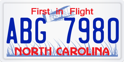 NC license plate ABG7980
