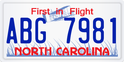 NC license plate ABG7981