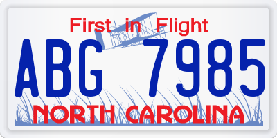 NC license plate ABG7985