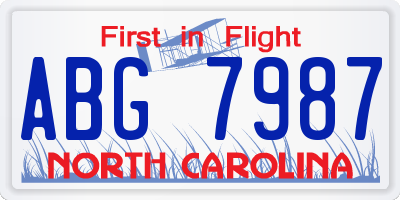 NC license plate ABG7987