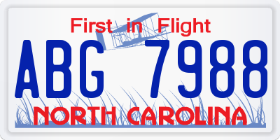 NC license plate ABG7988