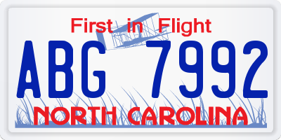 NC license plate ABG7992