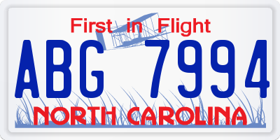 NC license plate ABG7994