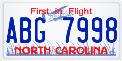 NC license plate ABG7998