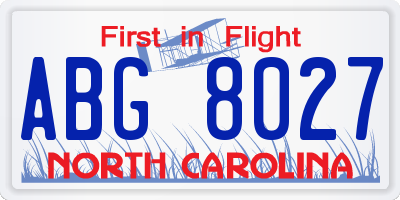 NC license plate ABG8027