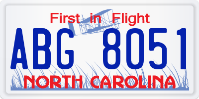 NC license plate ABG8051