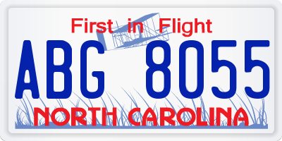 NC license plate ABG8055
