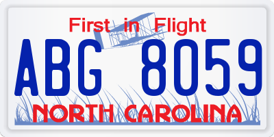 NC license plate ABG8059