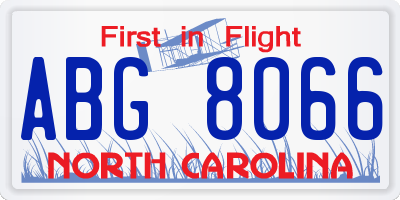 NC license plate ABG8066