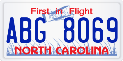 NC license plate ABG8069