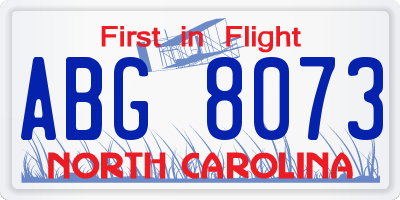 NC license plate ABG8073