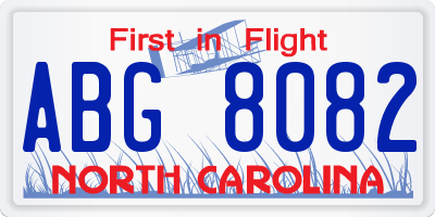 NC license plate ABG8082