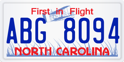 NC license plate ABG8094