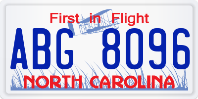 NC license plate ABG8096