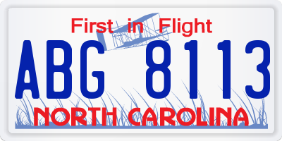 NC license plate ABG8113