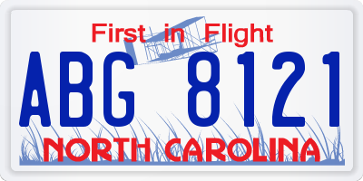 NC license plate ABG8121
