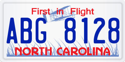 NC license plate ABG8128