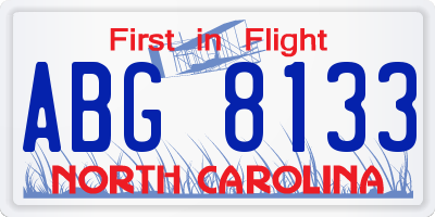 NC license plate ABG8133