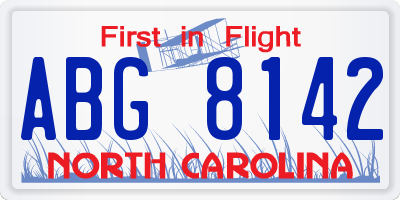 NC license plate ABG8142