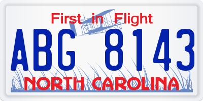 NC license plate ABG8143