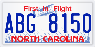 NC license plate ABG8150