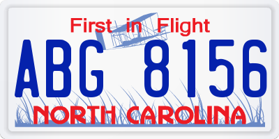 NC license plate ABG8156