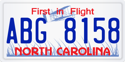 NC license plate ABG8158