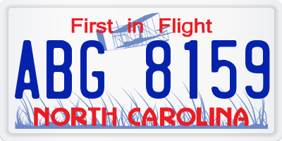 NC license plate ABG8159