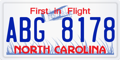 NC license plate ABG8178