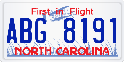 NC license plate ABG8191
