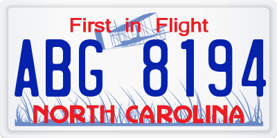 NC license plate ABG8194