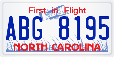 NC license plate ABG8195