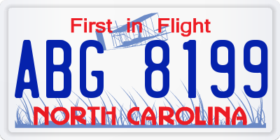 NC license plate ABG8199