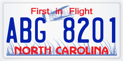NC license plate ABG8201