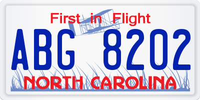 NC license plate ABG8202