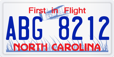NC license plate ABG8212