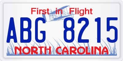 NC license plate ABG8215