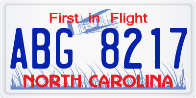 NC license plate ABG8217