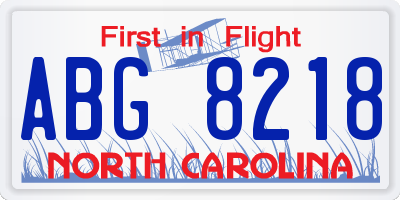 NC license plate ABG8218