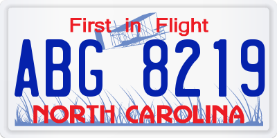 NC license plate ABG8219