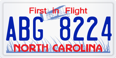 NC license plate ABG8224