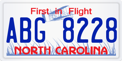 NC license plate ABG8228