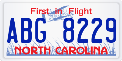 NC license plate ABG8229